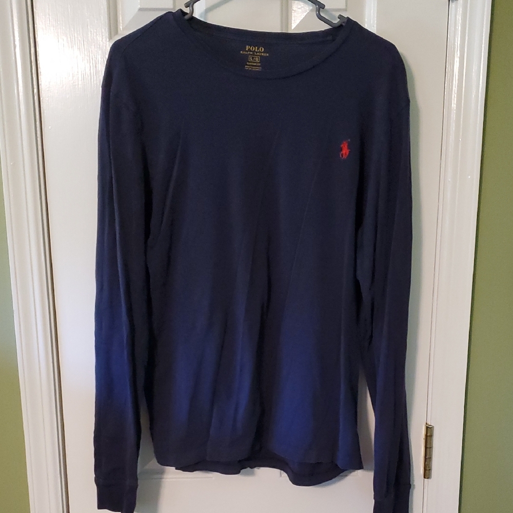 Polo by Ralph Lauren Navy Blue Crewneck Long Sleeved T-shirt Custom Fit